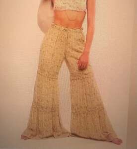Free People "Emmaline" Tiered Pull-On Sage Combo Pants size XS